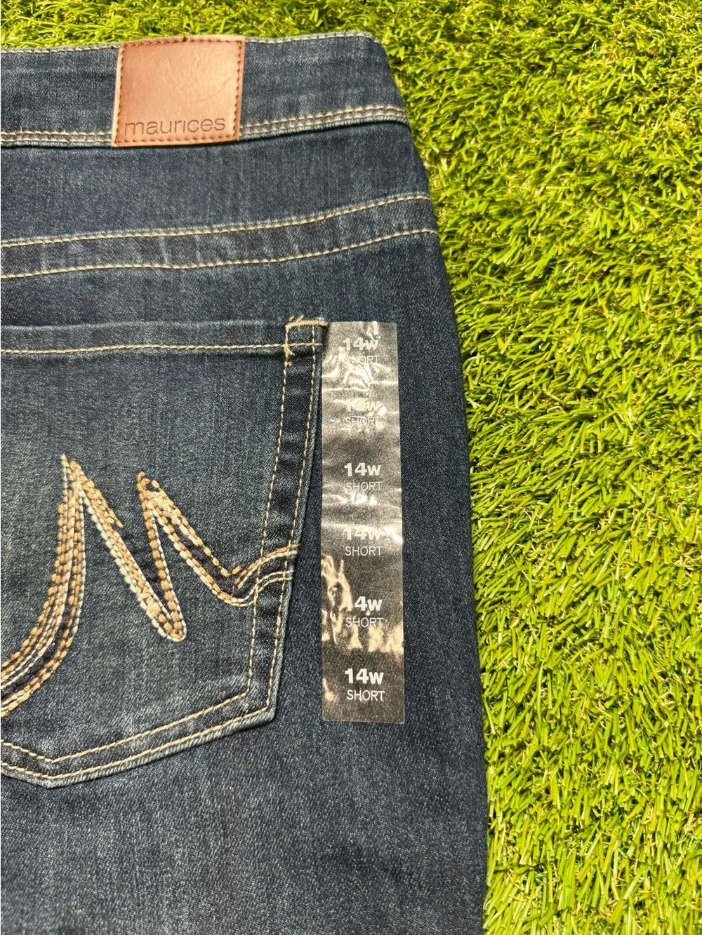 maurices Denim Flex Bootcut Jeans Mid Rise Stretch Women’s 14W Navy Blue - Picture 12 of 14